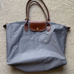Longchamp Gray and Brown Tote Bag
